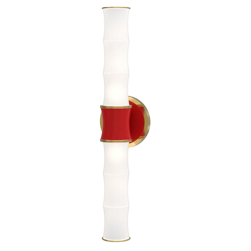 Robert Abbey RR83 Two Light Wall Sconce, Ruby Red w/Modern Brass
