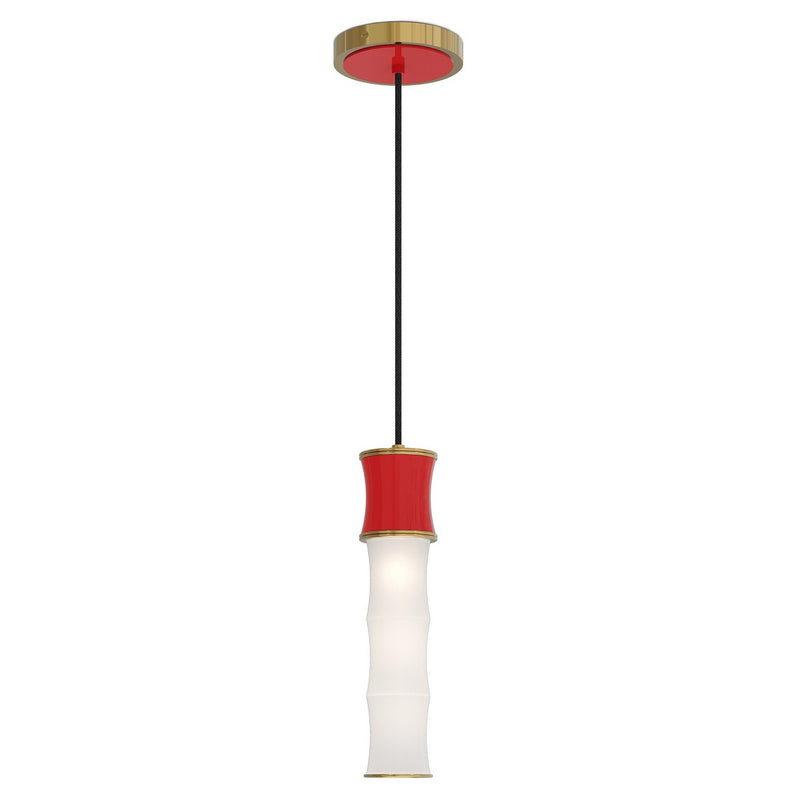 Robert Abbey RR85 One Light Pendant, Ruby Red w/Modern Brass