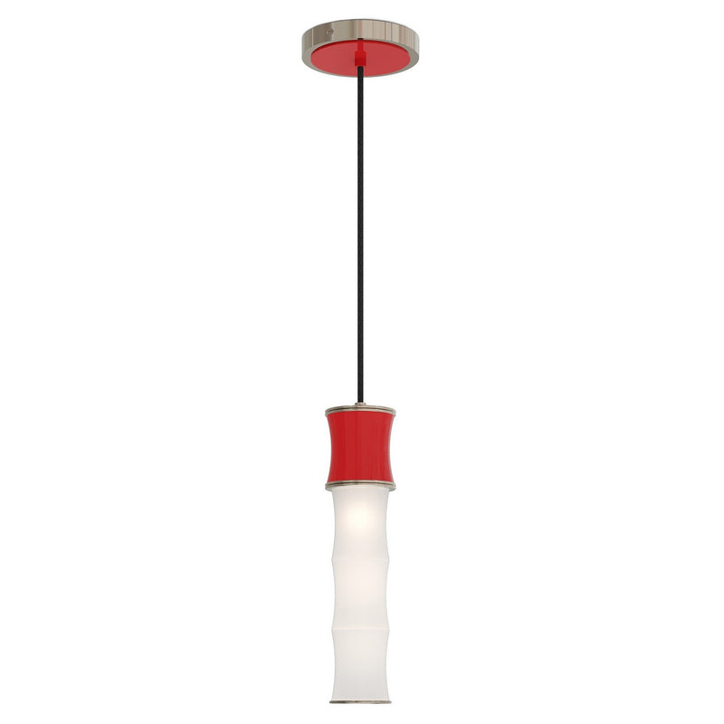 Robert Abbey RR86 One Light Pendant, Ruby Red w/Polished Nickel