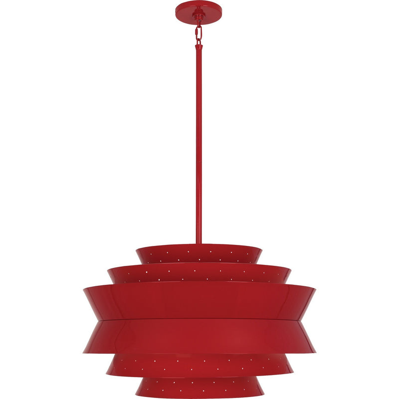 Robert Abbey RR983 Three Light Pendant, Ruby Red Gloss