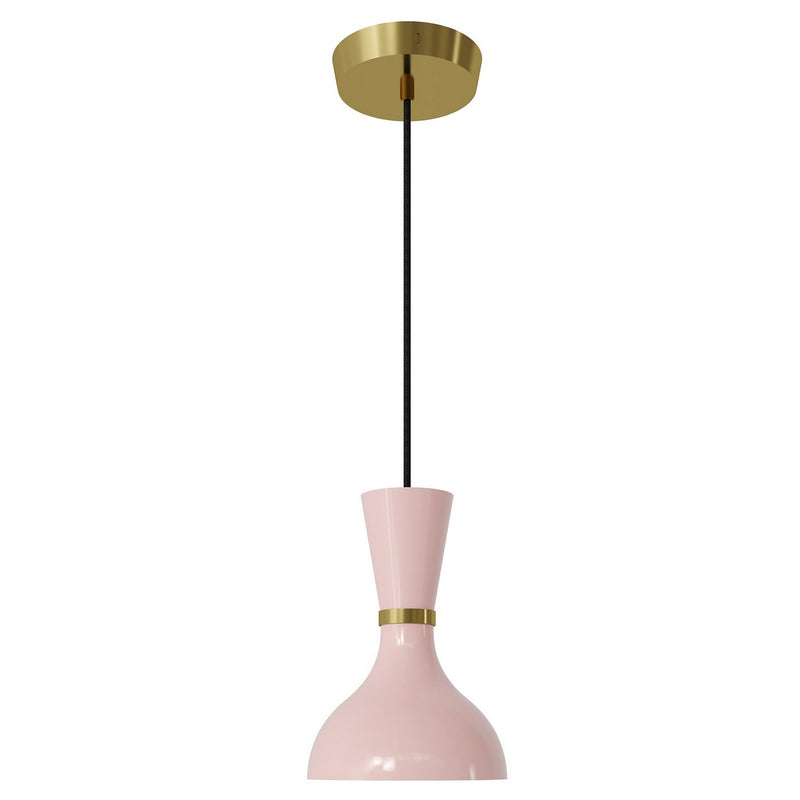 Robert Abbey RW01RW One Light Pendant, Modern Brass w/Rose Water Painted