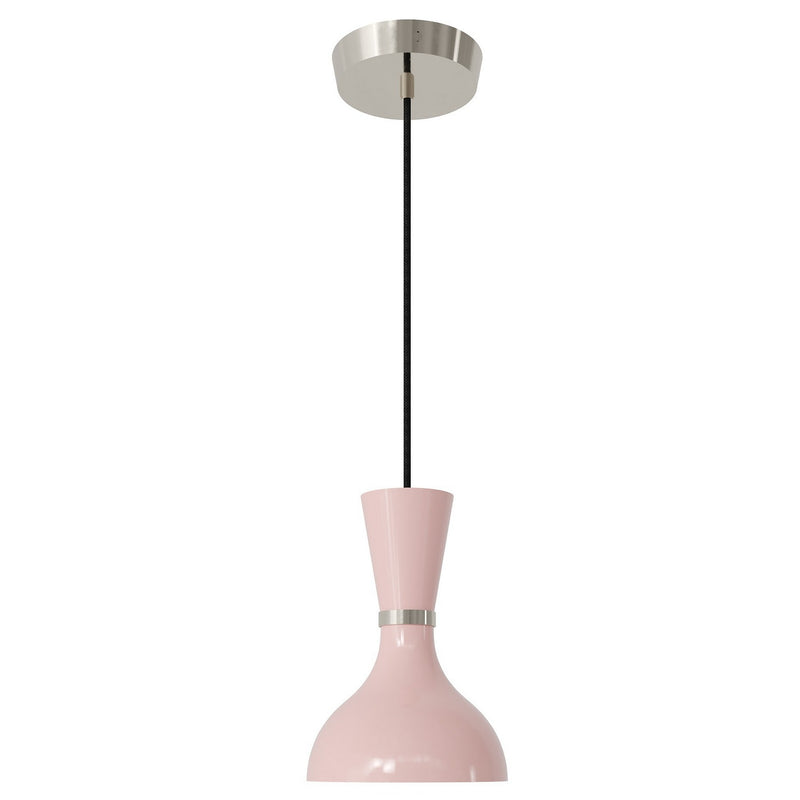 Robert Abbey RW02RW One Light Pendant, Polished Nickel w/Rose Water Painted
