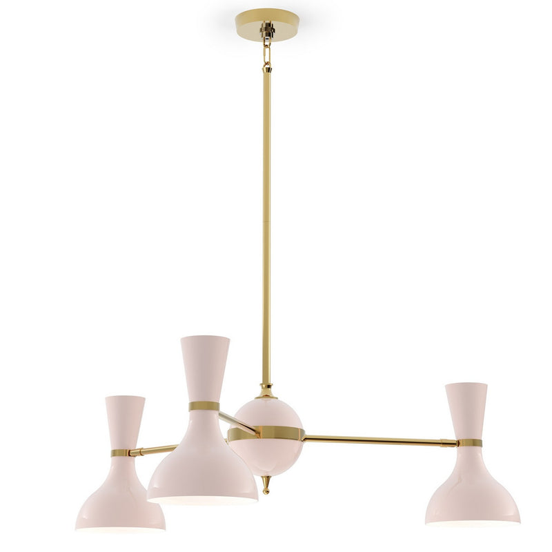 Robert Abbey RW03RW Three Light Chandelier, Modern Brass w/Rose Water Painted