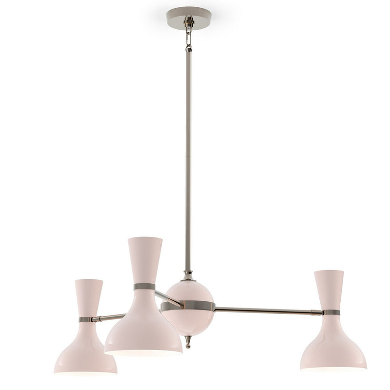 Robert Abbey RW04RW Three Light Chandelier, Polished Nickel w/Rose Water Painted