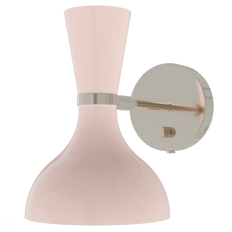 Robert Abbey RW06RW One Light Wall Sconce, Polished Nickel w/Rose Water Painted