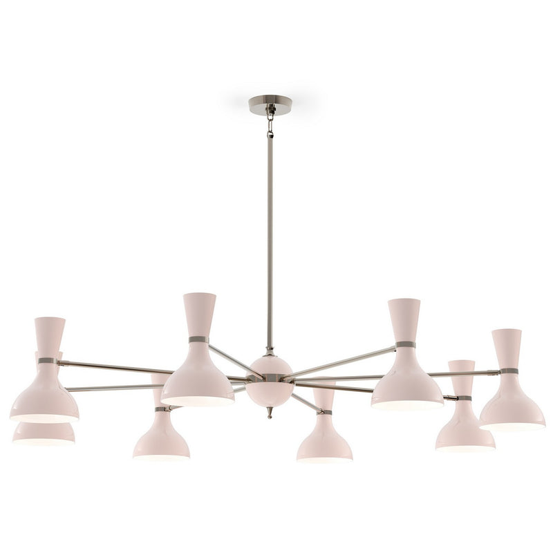 Robert Abbey RW09RW Eight Light Chandelier, Polished Nickel w/Rose Water Painted