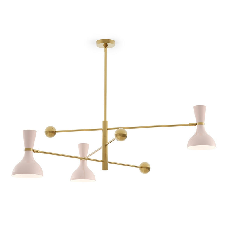 Robert Abbey RW10RW Three Light Pendant, Modern Brass w/Rose Water Painted