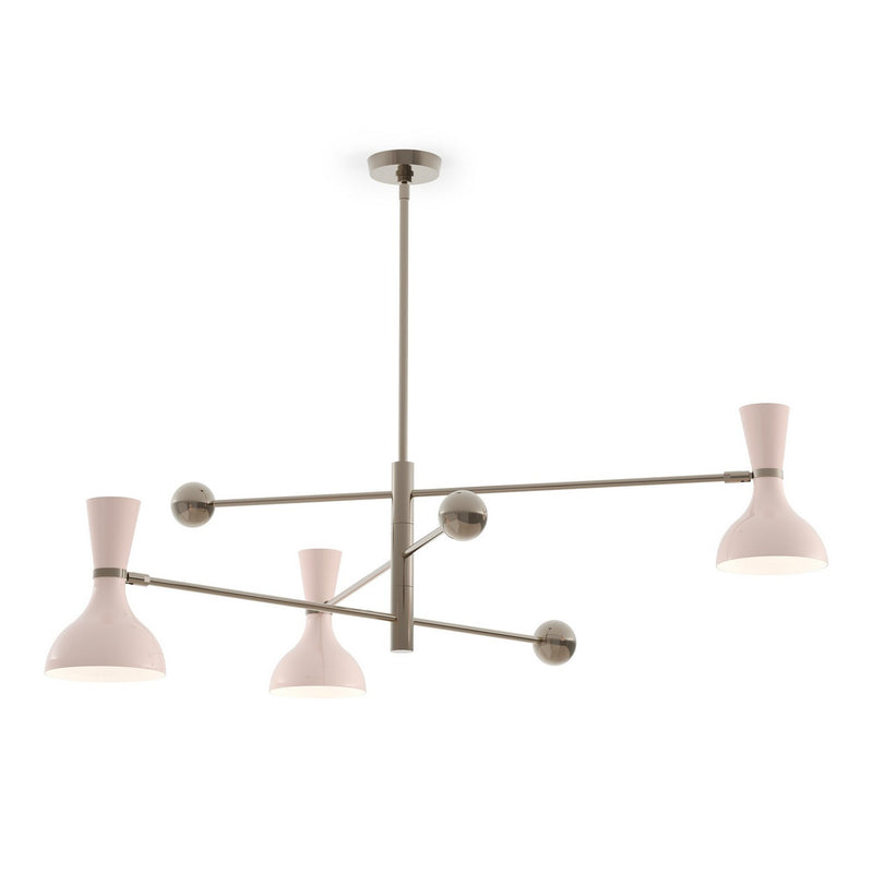 Robert Abbey RW11RW Three Light Pendant, Polished Nickel w/Rose Water Painted
