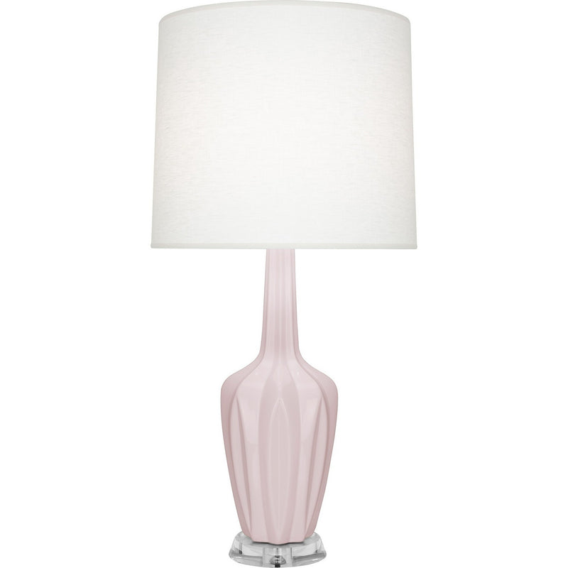 Robert Abbey RW37 One Light Table Lamp, Rose Water Glazed Ceramic w/Polished Nickel