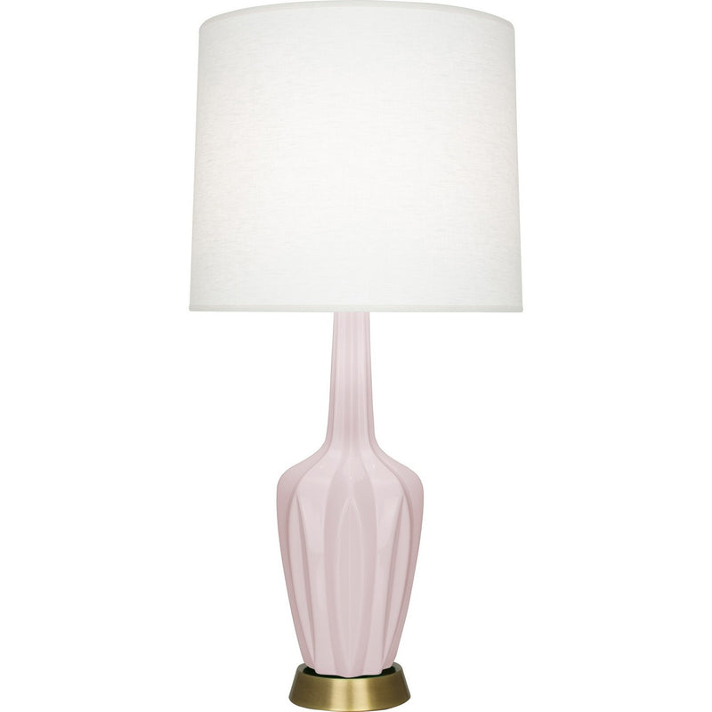 Robert Abbey RW38 One Light Table Lamp, Rose Water Glazed Ceramic w/Warm Brass