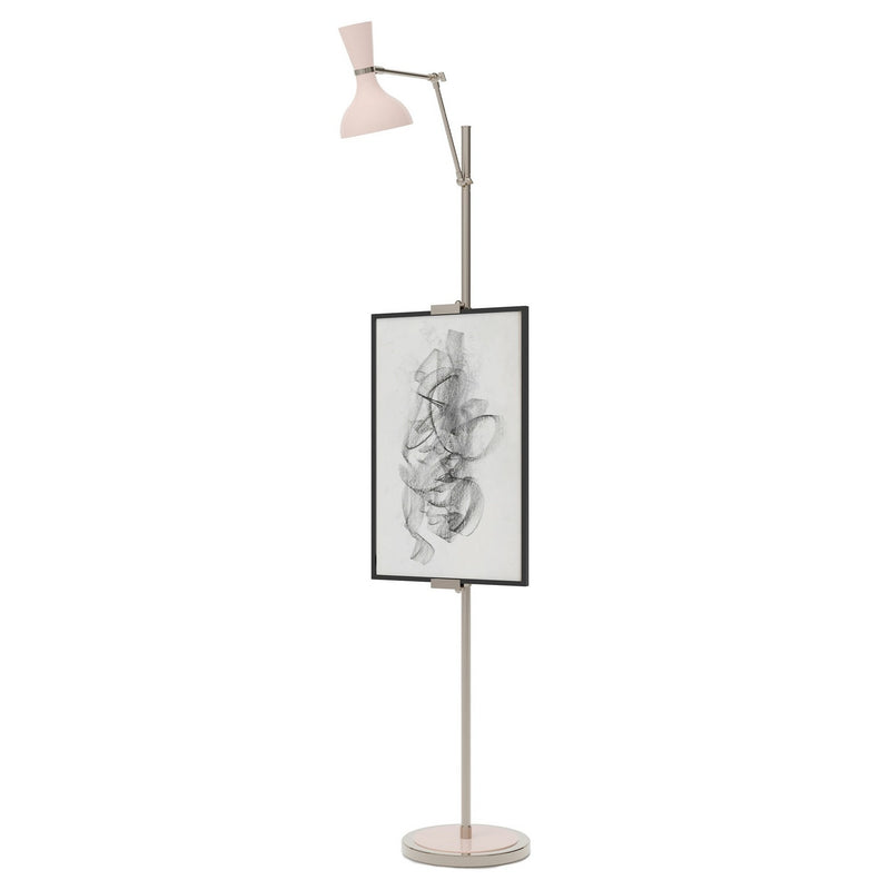 Robert Abbey RW17RW One Light Floor Easel, Polished Nickel w/Rose Water Painted
