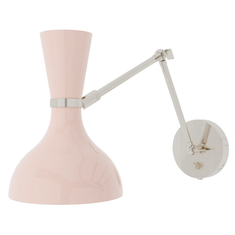 Robert Abbey RW19RW One Light Wall Sconce, Polished Nickel w/Rose Water Painted
