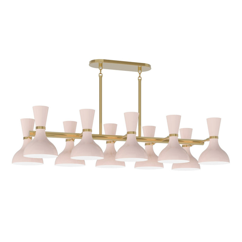 Robert Abbey RW20RW Ten Light Chandelier, Modern Brass w/Rose Water Painted