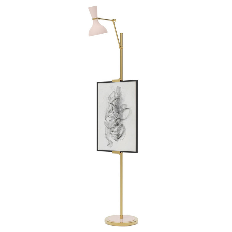 Robert Abbey RW16RW One Light Floor Easel, Modern Brass w/Rose Water Painted