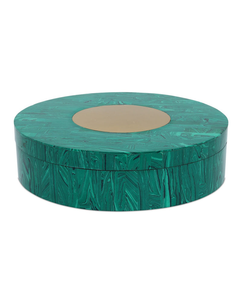 Currey and Company 1200-1061 Box, Marbled Green/Brushed Brass