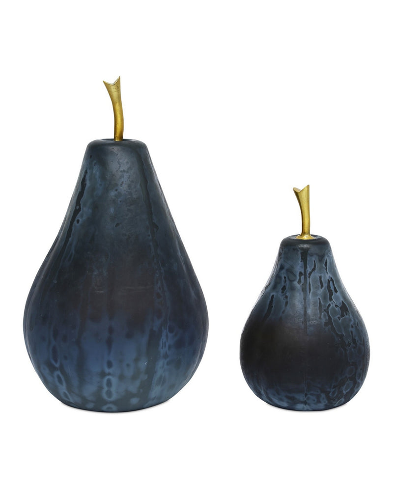 Currey and Company 1200-1062 Pear Set of 2, Blue/Brass
