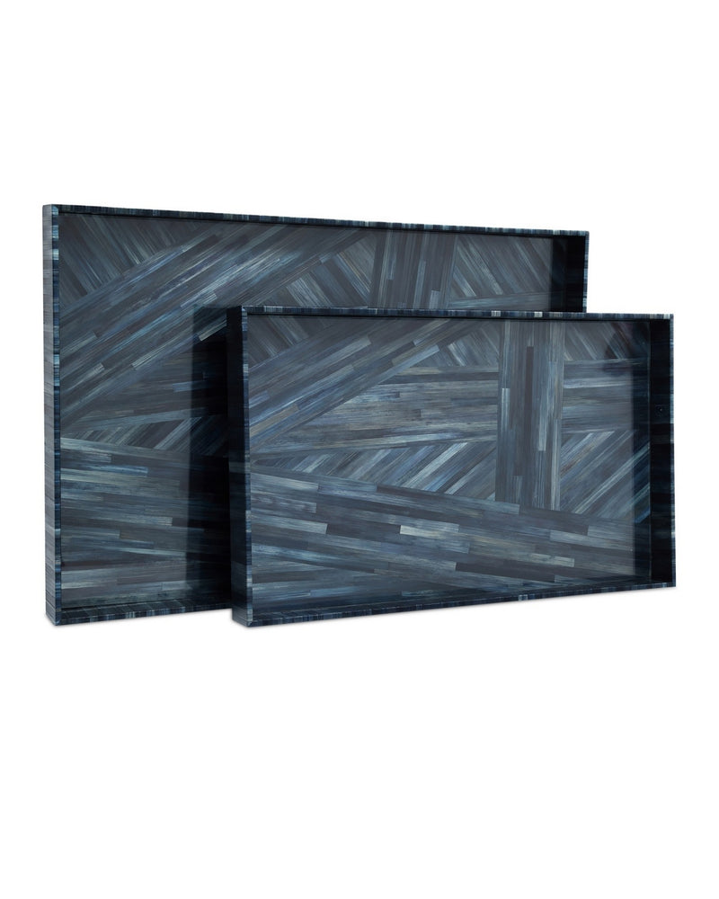 Currey and Company 1200-1068 Tray Set of 2, Blue