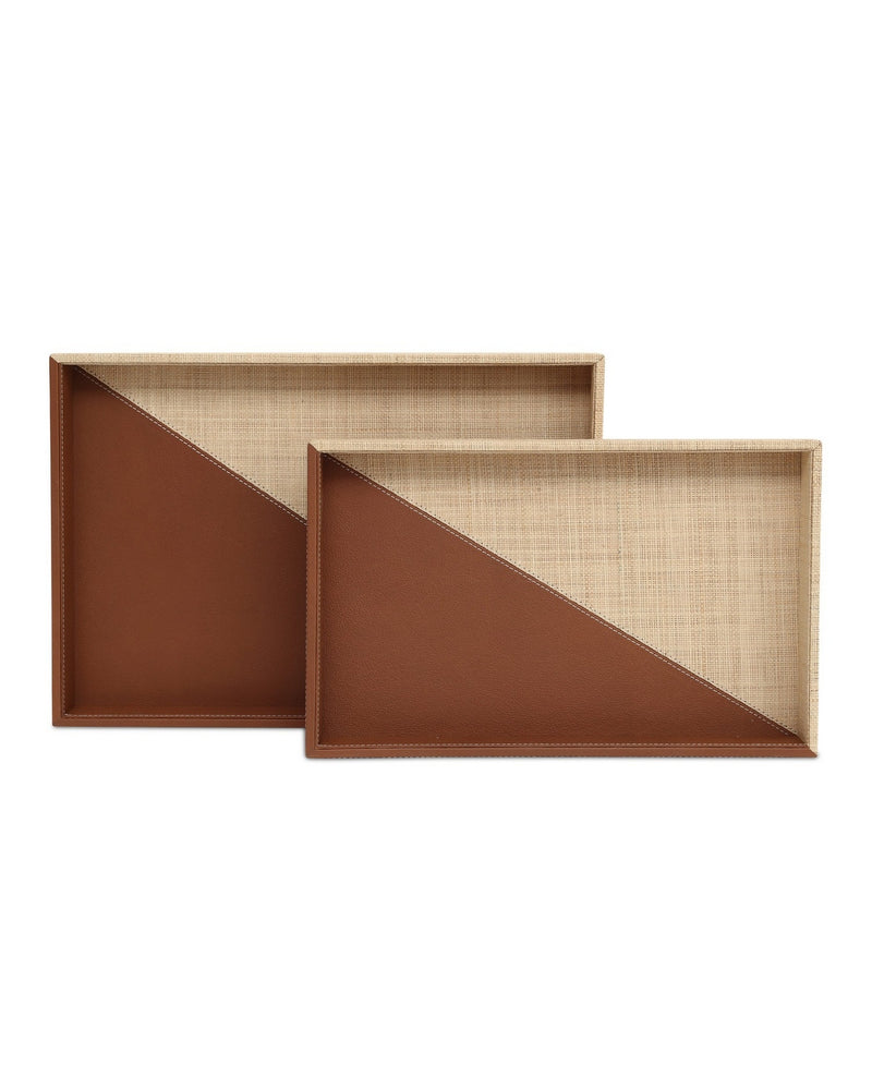 Currey and Company 1200-1070 Tray Set of 2, Brown/Natural