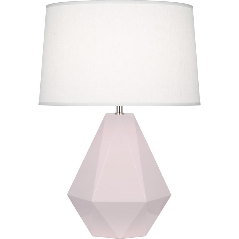 Robert Abbey RW930 One Light Table Lamp, Rose Water Glazed Ceramic w/Polished Nickel