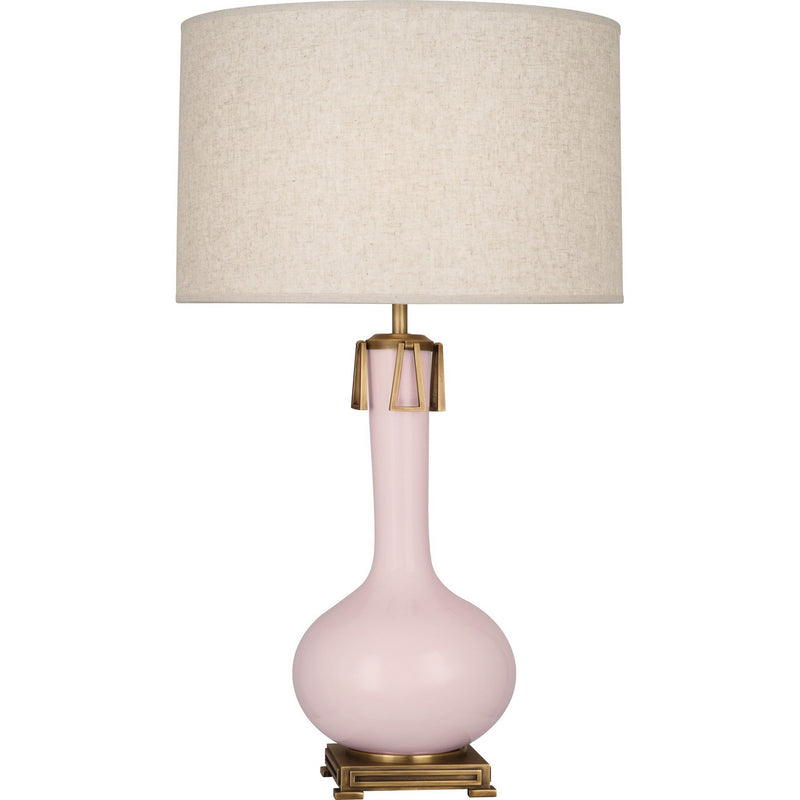 Robert Abbey RW992 One Light Table Lamp, Rose Water Glazed Ceramic w/Aged Brass