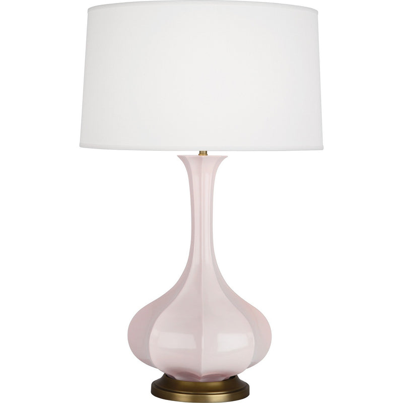 Robert Abbey RW994 One Light Table Lamp, Rose Water Glazed Ceramic w/Aged Brass