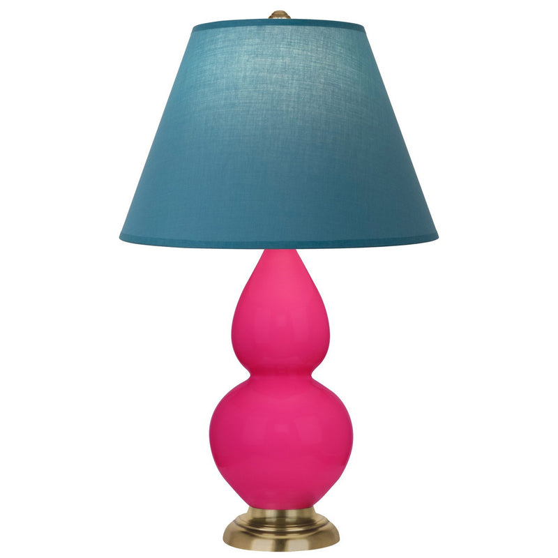 Robert Abbey RZ10B One Light Accent Lamp, Razzle Rose Glazed Ceramic w/Antique Natural Brass
