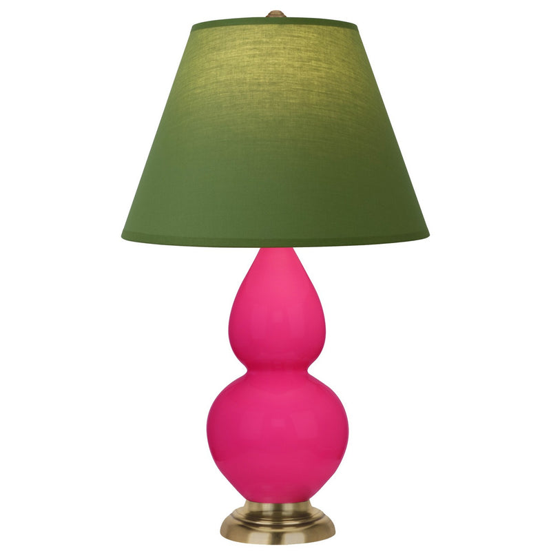 Robert Abbey RZ10G One Light Accent Lamp, Razzle Rose Glazed Ceramic w/Antique Natural Brass