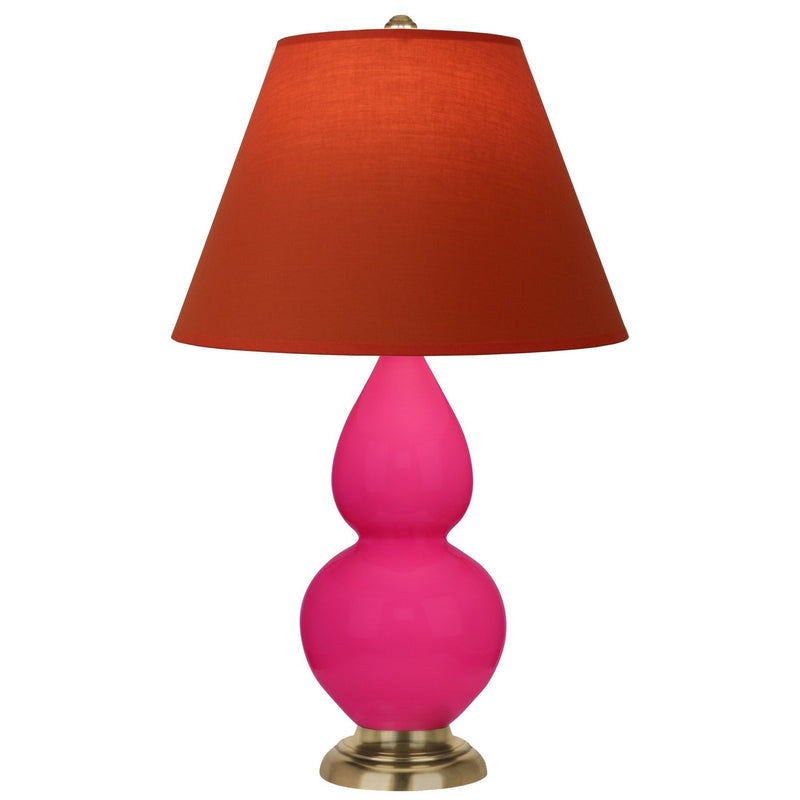 Robert Abbey RZ10T One Light Accent Lamp, Razzle Rose Glazed Ceramic w/Antique Natural Brass