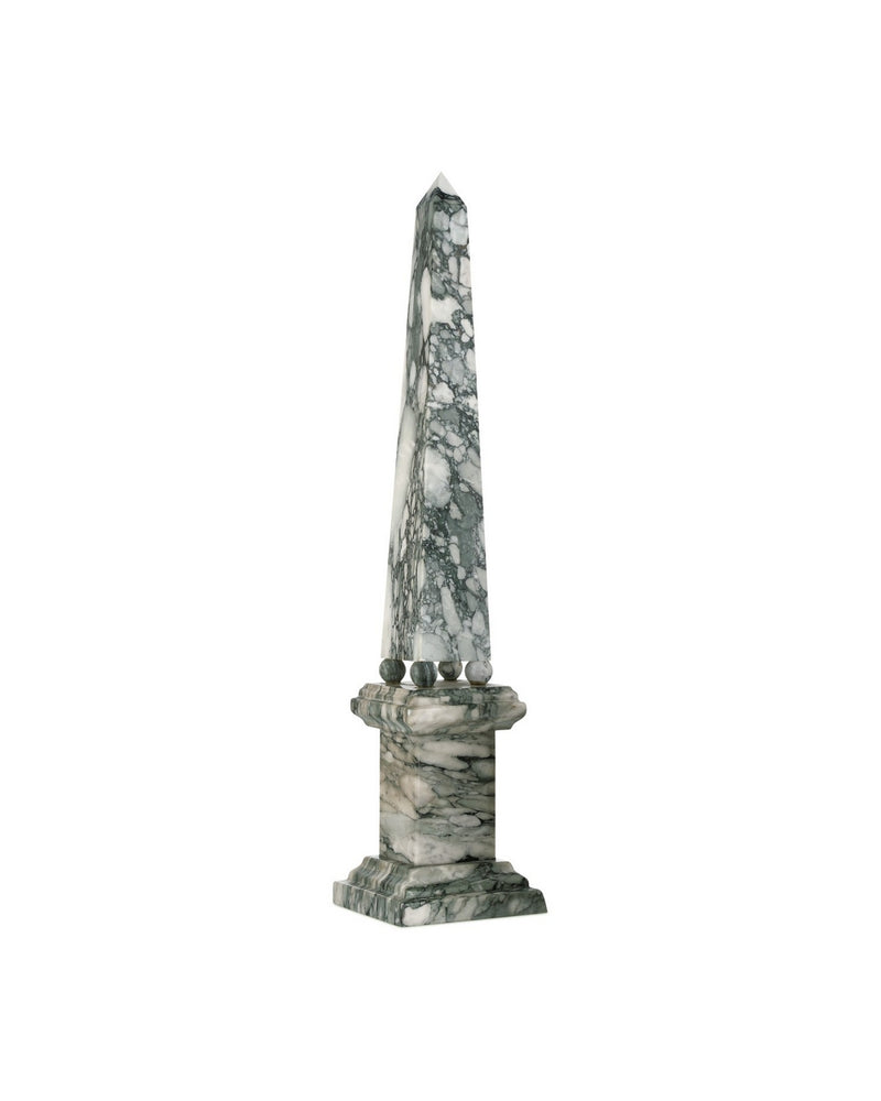 Currey and Company 1200-1079 Obelisk, Green/Off-White