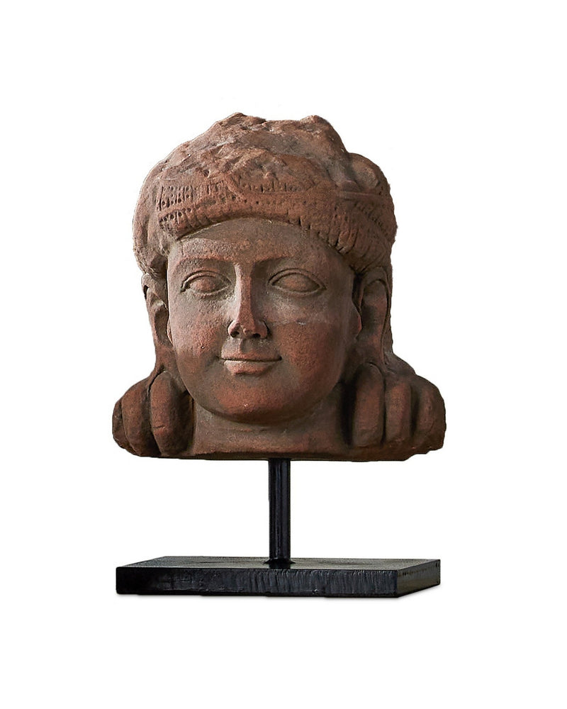 Currey and Company 1200-1080 Head on Stand, Brick Red/Black