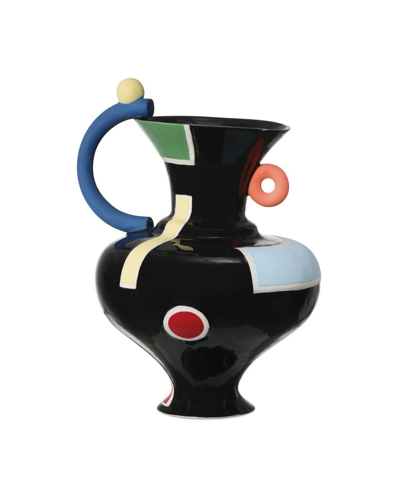 Currey and Company 1200-1092 Vase, Black/Green/Red/Yellow/Orange