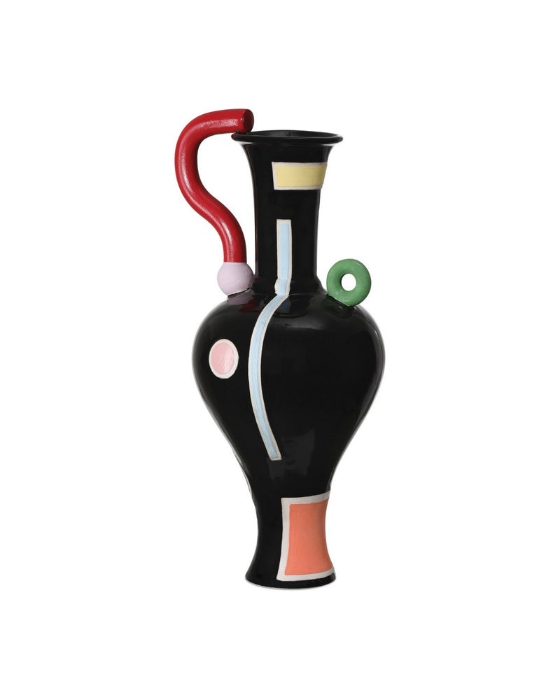Currey and Company 1200-1093 Vase, Black/Green/Red/Yellow/Orange
