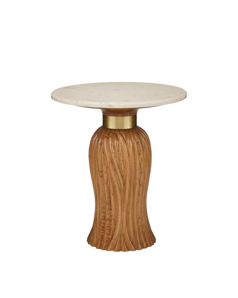 Currey and Company 3000-0334 Accent Table, Morel Brown/Natural/Brushed Brass