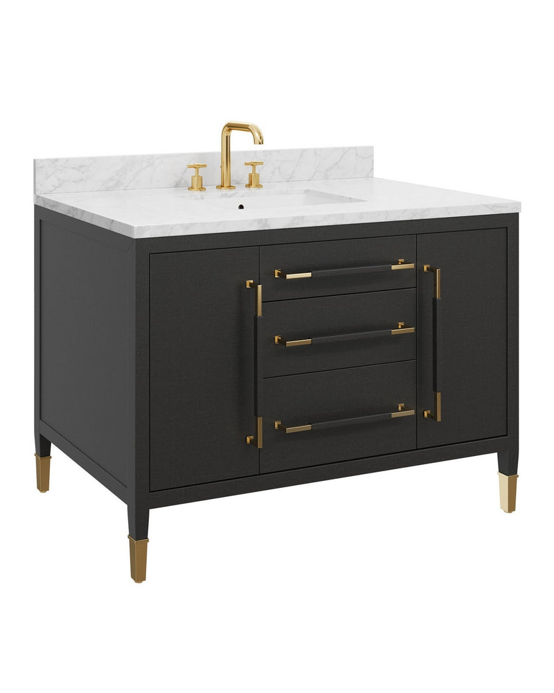 Currey and Company 3800-0020 Vanity with Rectangular Undermount Sink, Black/Natural/White/Champagne