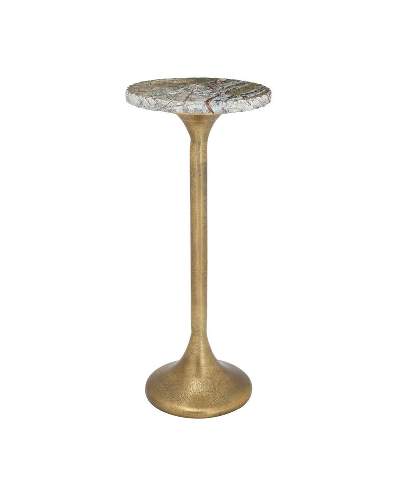 Currey and Company 4000-0250 Drinks Table, Antique Brass/Natural