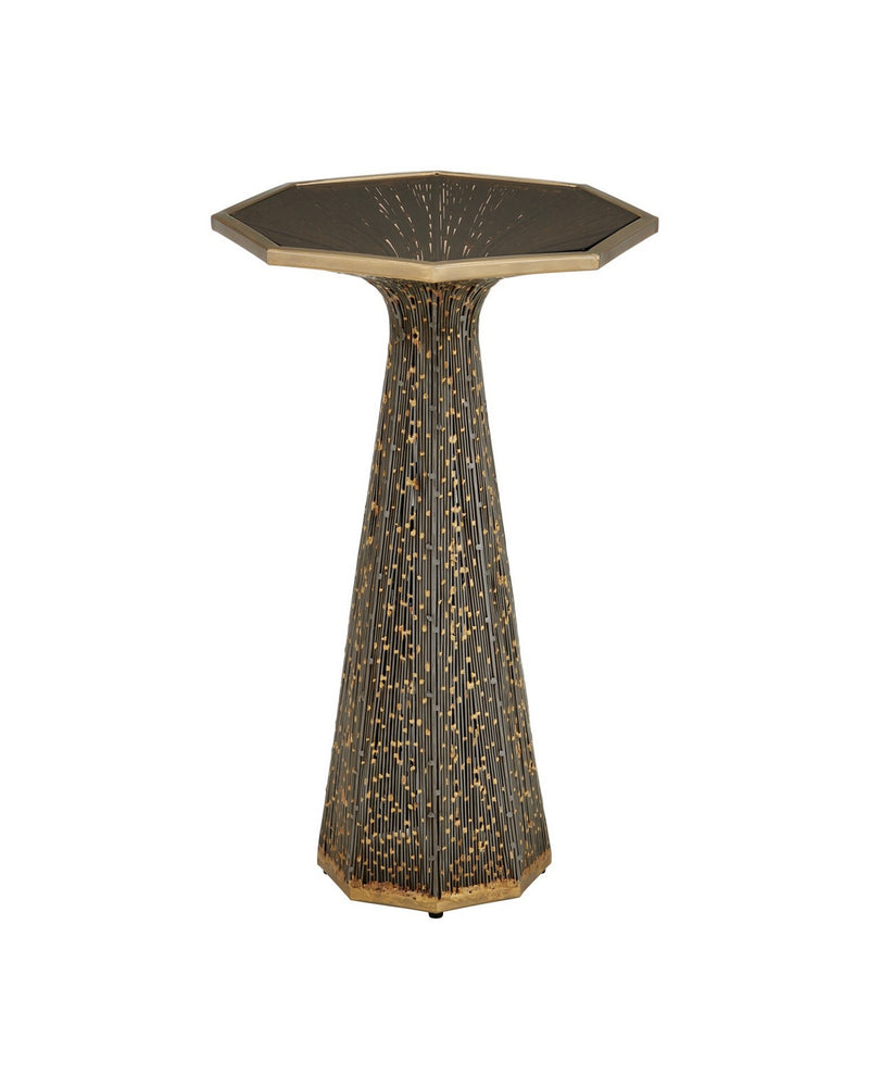 Currey and Company 4000-0252 Accent Table, Iron/Bronze/Smoke
