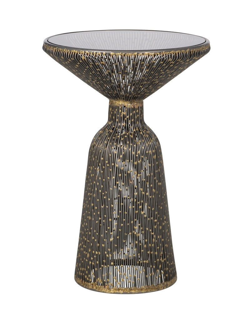 Currey and Company 4000-0253 Accent Table, Iron/Bronze/Smoke