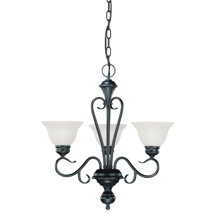 Millennium 673-BK Three Light Chandelier, Black