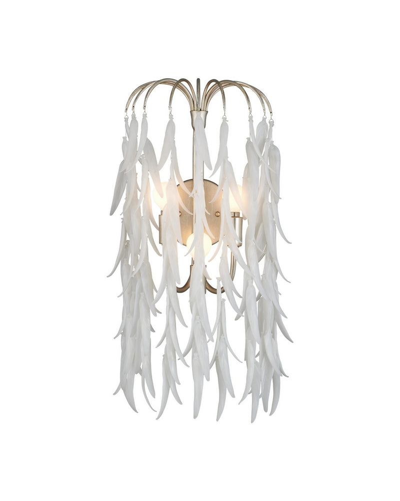 Currey and Company 5000-0286 Three Light Wall Sconce, White/Contemporary Silver Leaf/Contemporary Silver