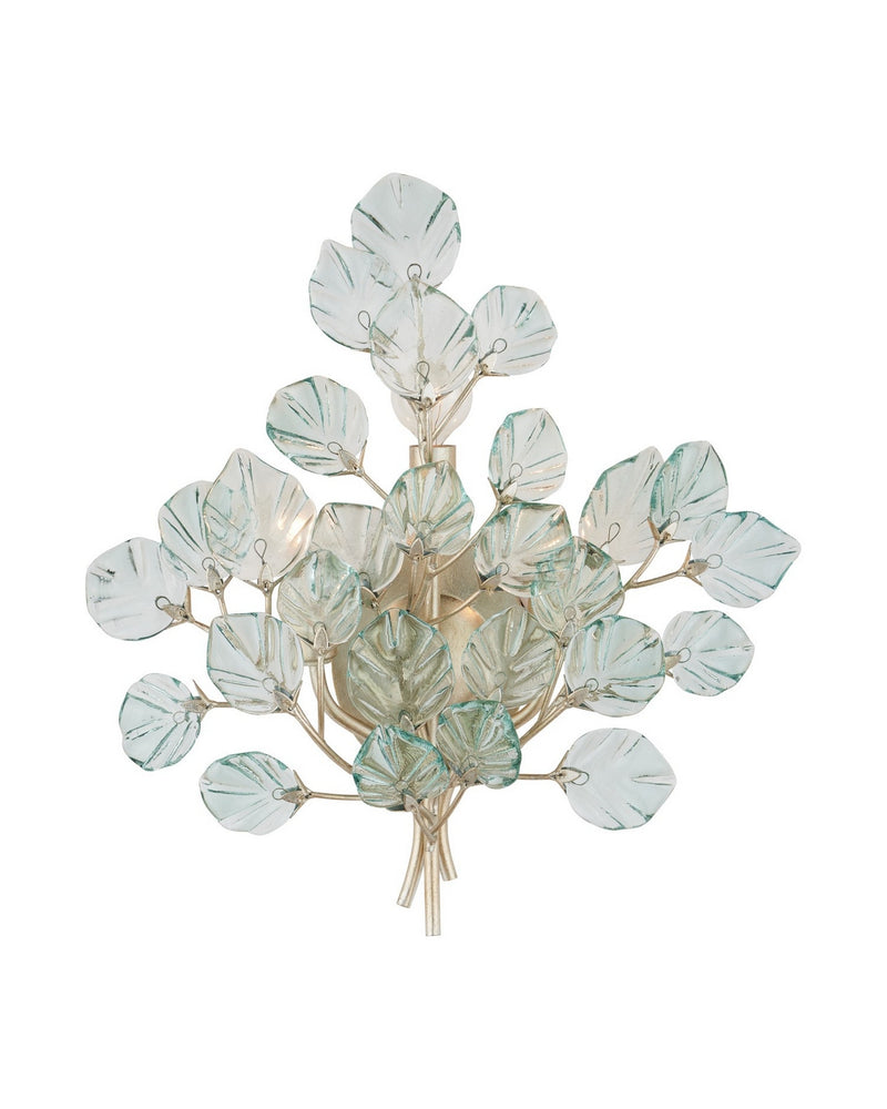 Currey and Company 5000-0290 Three Light Wall Sconce, Clear/Contemporary Silver Leaf/Contemporary Silver
