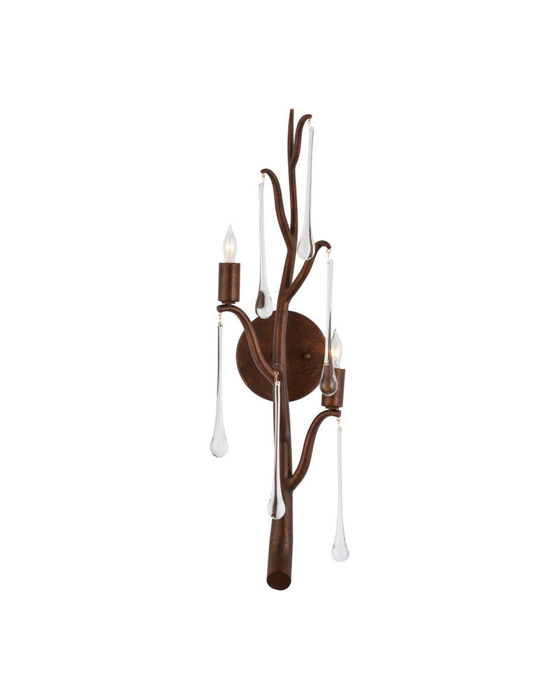 Currey and Company 5000-0291 Two Light Wall Sconce, Rhine Gold/Clear