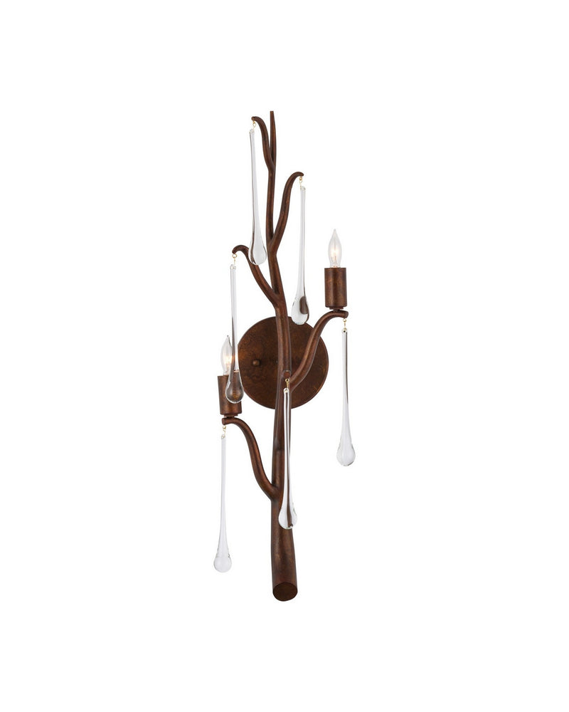 Currey and Company 5000-0292 Two Light Wall Sconce, Rhine Gold/Clear
