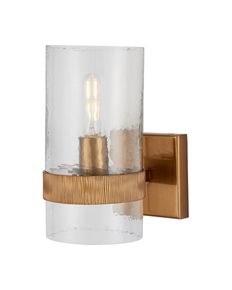 Currey and Company 5000-0294 One Light Wall Sconce, Clear/Satin Brass