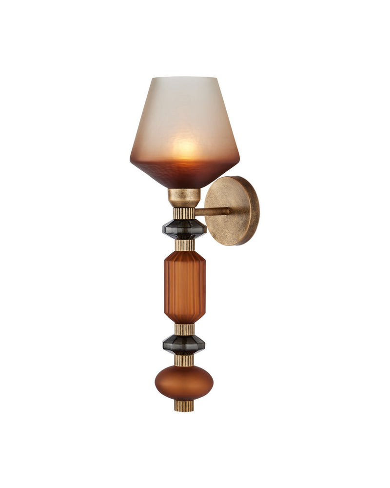 Currey and Company 5000-0295 One Light Wall Sconce, Butter Rum Sandbar/Matte Ombre/Deep Gray/Antique Gold