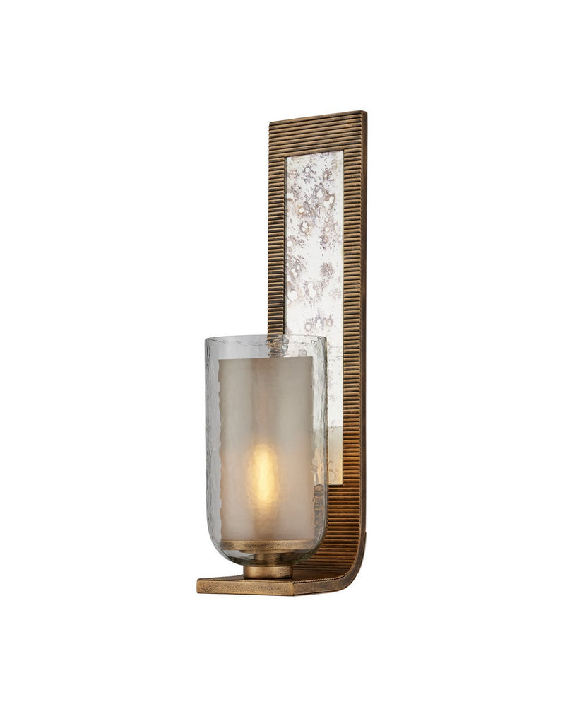 Currey and Company 5000-0296 One Light Wall Sconce, Clear/Frosted/Antique Mirror/Antique Gold