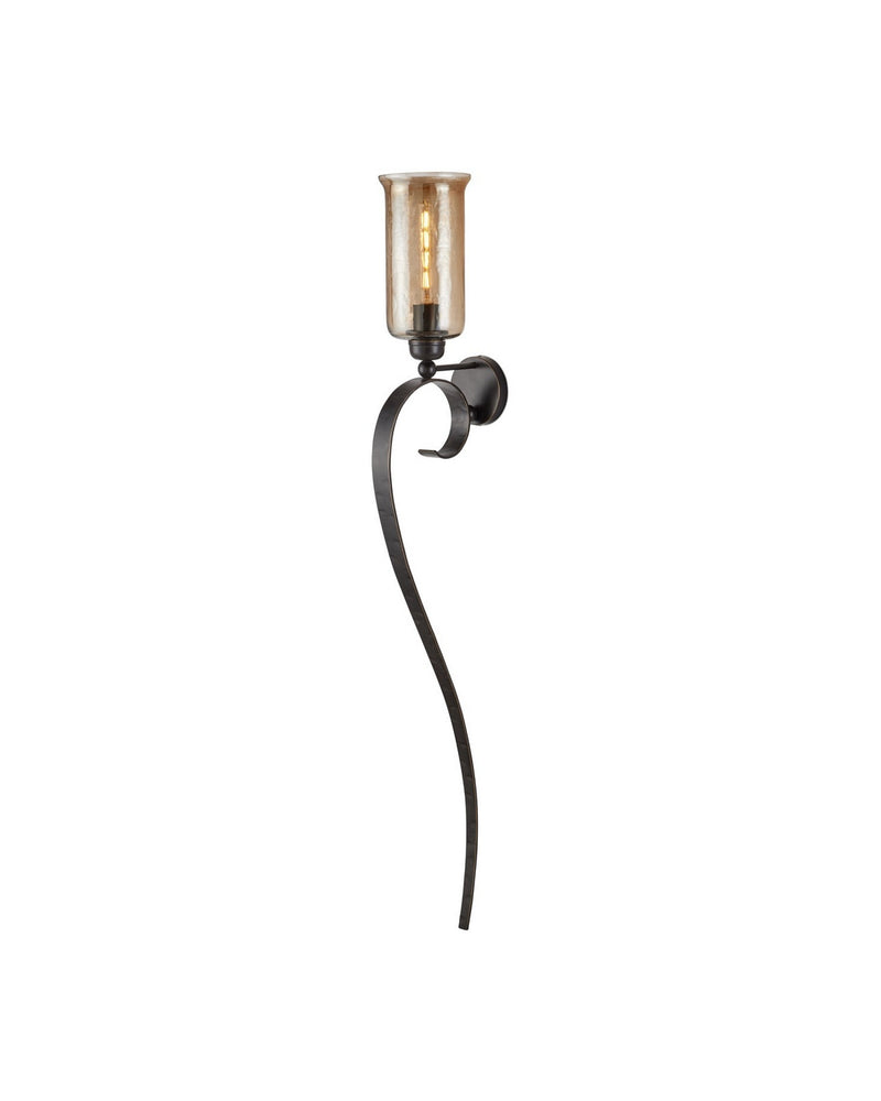 Currey and Company 5000-0297 One Light Wall Sconce, Gilded Oak/Smoke
