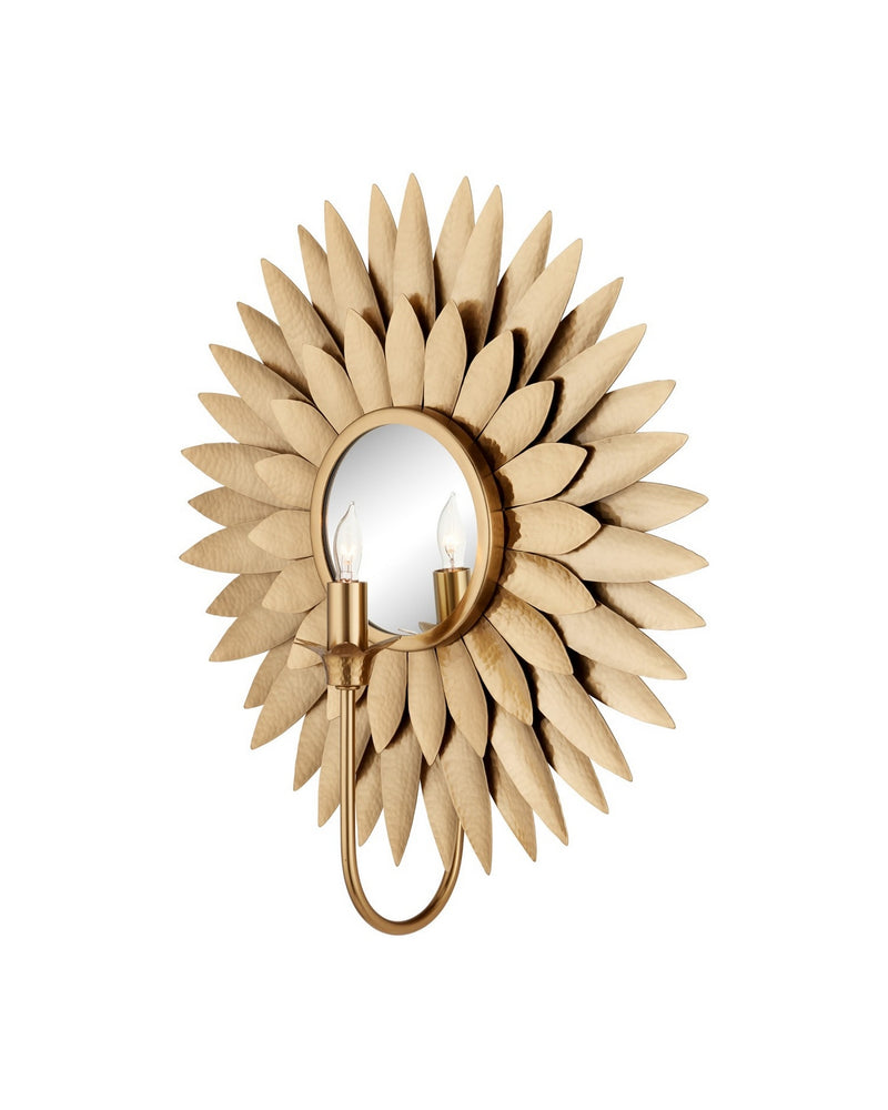 Currey and Company 5000-0300 One Light Wall Sconce, Antique Brass/Mirror