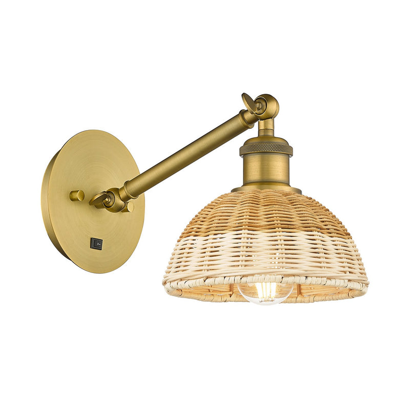 Innovations 317-1W-BB-NBD2-75-NAT One Light Wall Sconce, Brushed Brass