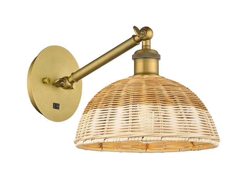 Innovations 317-1W-BB-NBD2-9-NAT One Light Wall Sconce, Brushed Brass