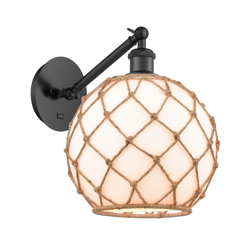 Innovations 317-1W-BK-G121-10RB One Light Wall Sconce, Matte Black